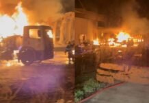 Incêndio de grandes proporções atinge galpão no Tarumã em Manaus