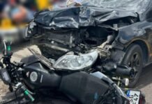 Acidente entre carro e moto deixa cinco feridos na Zona Sul de Manaus