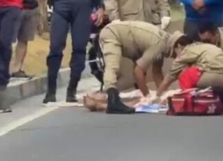Jovem fica ferido após acidente envolvendo caminhões na Avenida do Turismo em Manaus