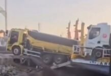 Caçamba fica presa após plataforma ceder no Porto da Ceasa em Manaus