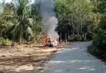 Carro é destruído por incêndio no Ramal do Brasileirinho em Manaus